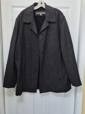 Men's Kenneth Cole Reaction Dark Gray Herringbone Pea Coat